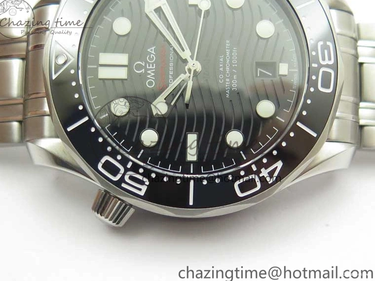 0502 EasyCare Seamaster Diver 300M ORF 1:1 Best Edition Black Ceramic Black Dial on SS Bracelet A 7870